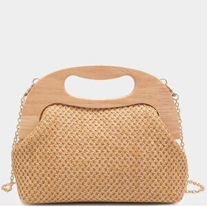 NEW Woven Handbag with Wooden Handle